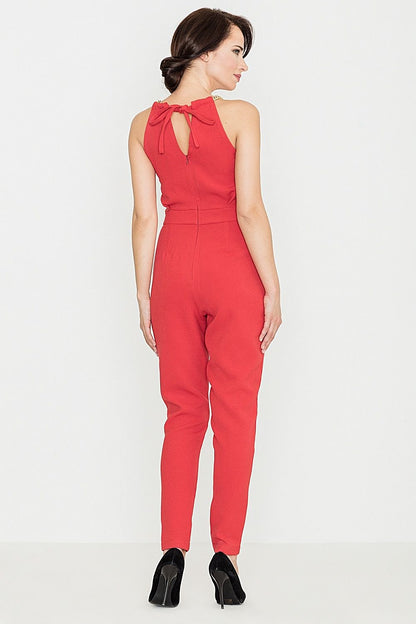 LENITIF Women's Jumpsuit with Metal Chain Decor