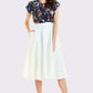 Awama Women's Beige A-line Midi Flare Skirt
