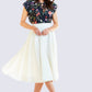 Awama Women's Beige A-line Midi Flare Skirt