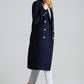 FIGL Women's Double-breasted Knee-length European Blazer Coat