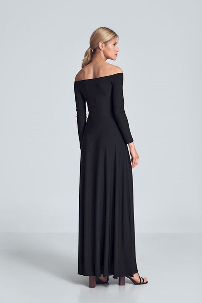 FIGL Women's Off-the-Shoulders Solid Maxi Dress