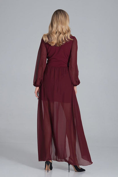 FIGL Women's Chiffon Faux Wrap European Cocktail Dress with two Front Slit