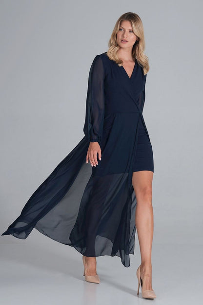 FIGL Women's Chiffon Faux Wrap European Cocktail Dress with two Front Slit