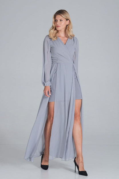 FIGL Women's Chiffon Faux Wrap European Cocktail Dress with two Front Slit