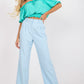RUE PARIS Women's European-made High-waist Straight Pants with Side Pockets