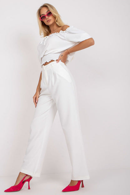 RUE PARIS Women's European-made High-waist Straight Pants with Side Pockets