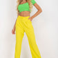 RUE PARIS Women's European-made High-waist Straight Pants with Side Pockets