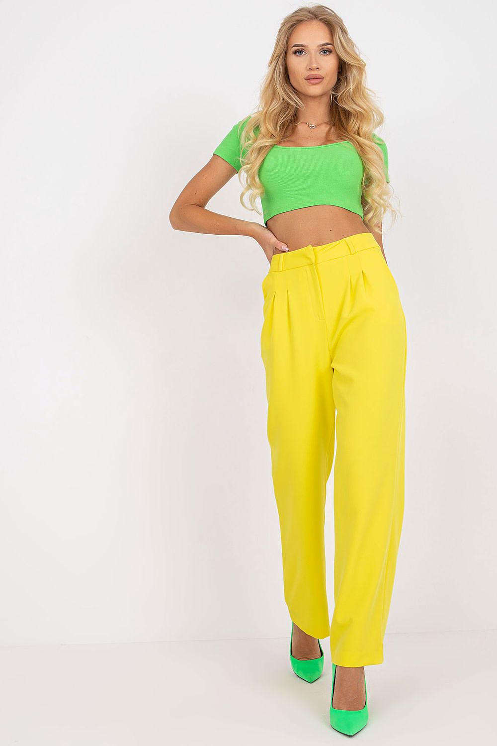 RUE PARIS Women's European-made High-waist Straight Pants with Side Pockets