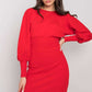 RUE PARIS Women's European-made Knitted Mini Dress with Lantern Sleeves