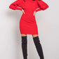 RUE PARIS Women's European-made Knitted Mini Dress with Lantern Sleeves