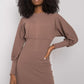 RUE PARIS Women's European-made Knitted Mini Dress with Lantern Sleeves