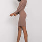 RUE PARIS Women's European-made Knitted Mini Dress with Lantern Sleeves