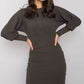 RUE PARIS Women's European-made Knitted Mini Dress with Lantern Sleeves