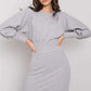 RUE PARIS Women's European-made Knitted Mini Dress with Lantern Sleeves