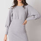 RUE PARIS Women's European-made Knitted Mini Dress with Lantern Sleeves