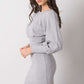 RUE PARIS Women's European-made Knitted Mini Dress with Lantern Sleeves