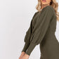 RUE PARIS Women's European-made Knitted Mini Dress with Lantern Sleeves