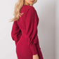RUE PARIS Women's European-made Knitted Mini Dress with Lantern Sleeves
