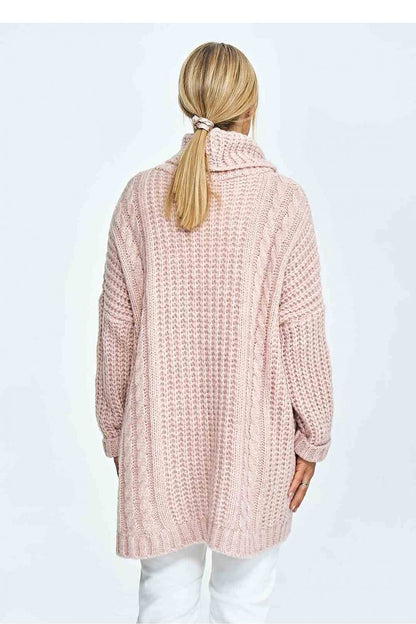 FIGL Women's Oversized Fall Turtleneck Knit Sweater with Extended Back
