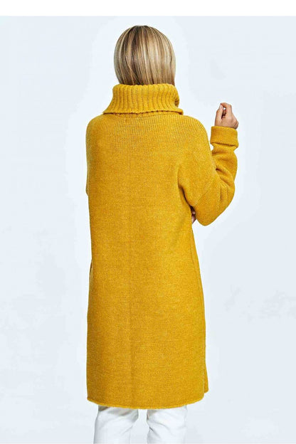 FIGL Women's Yellow Oversized Turtleneck Knit Sweater