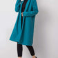 RUE PARIS Unbuttoned Fashion European Cardigan Coat with Shoulder Pads