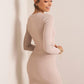 RUE PARIS Women's European-made Above-the-knee Bodycon Pencil Cut Dress with Long Sleeves
