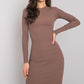 RUE PARIS Women's European-made Above-the-knee Bodycon Pencil Cut Dress with Long Sleeves