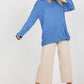 RUE PARIS Casual Women's European Pullover Sweater with Collar V-neck