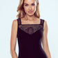 ELDAR Women's Black European-made Sexy Night Tank Top with Laces Neckline & Straps