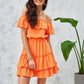 Roco Fashion Women's Casual Off-the-Shoulders Mini Ruffle Dress