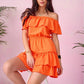 Roco Fashion Women's Casual Off-the-Shoulders Mini Ruffle Dress