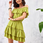 Roco Fashion Women's Casual Off-the-Shoulders Mini Ruffle Dress