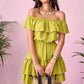 Roco Fashion Women's Casual Off-the-Shoulders Mini Ruffle Dress