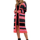 MOE Women's Multicolor Long Opened Contemporary-Style Sweater Cardigan - European-made