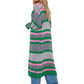 MOE Women's Multicolor Long Opened Contemporary-Style Sweater Cardigan - European-made