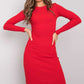 RUE PARIS Women's European-made Above-the-knee Bodycon Pencil Cut Dress with Long Sleeves