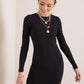 RUE PARIS Women's European-made Above-the-knee Bodycon Pencil Cut Dress with Long Sleeves