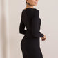 RUE PARIS Women's European-made Above-the-knee Bodycon Pencil Cut Dress with Long Sleeves