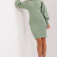 RUE PARIS Women's European-made Knitted Mini Dress with Lantern Sleeves