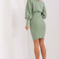 RUE PARIS Women's European-made Knitted Mini Dress with Lantern Sleeves
