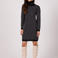 BE KNIT Women's European-made Houndtooth Turtleneck Sweater Dress