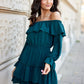 Roco Fashion Women's Solid Off-the-Shoulders European Mini Ruffle Dress