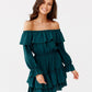 Roco Fashion Women's Solid Off-the-Shoulders European Mini Ruffle Dress