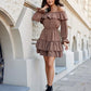Roco Fashion Women's Solid Off-the-Shoulders European Mini Ruffle Dress