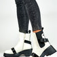 PRIMO White/Black European Ankle Boots