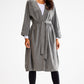 AWAMA Women's Belted European Open-Front Cardigan with Wide Sleeves.