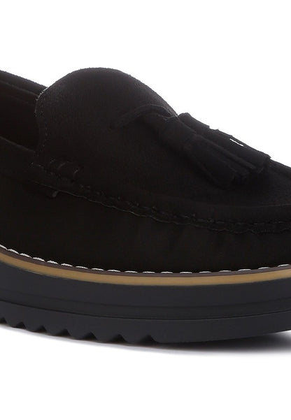 RAG &Co. Daiki Platform Lug Sole Tassel Loafers