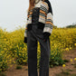 DAVI & DANI Chunky Knit Multi-Striped Open Sweater Cardigan