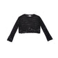LILOU Black Mesh Knit Crop Cover Top