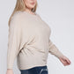 ZENANA Plus Ribbed Batwing Long Sleeve Boat Neck Sweater